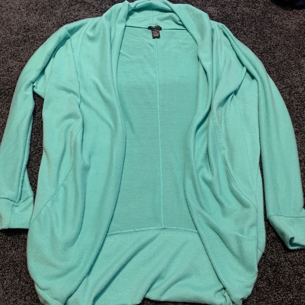 Teal fuzzy cardigan
